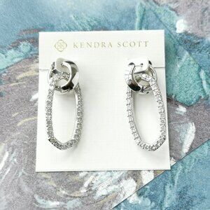 Kendra Scott Danielle Silver White Crystal Convertible Link Earrings